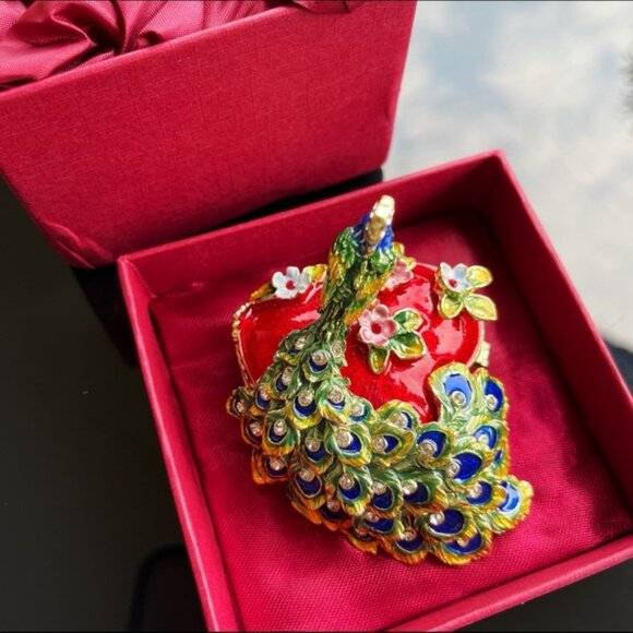 🦚 Stunning peacock luxurious jewelry case - Picture 2 of 5